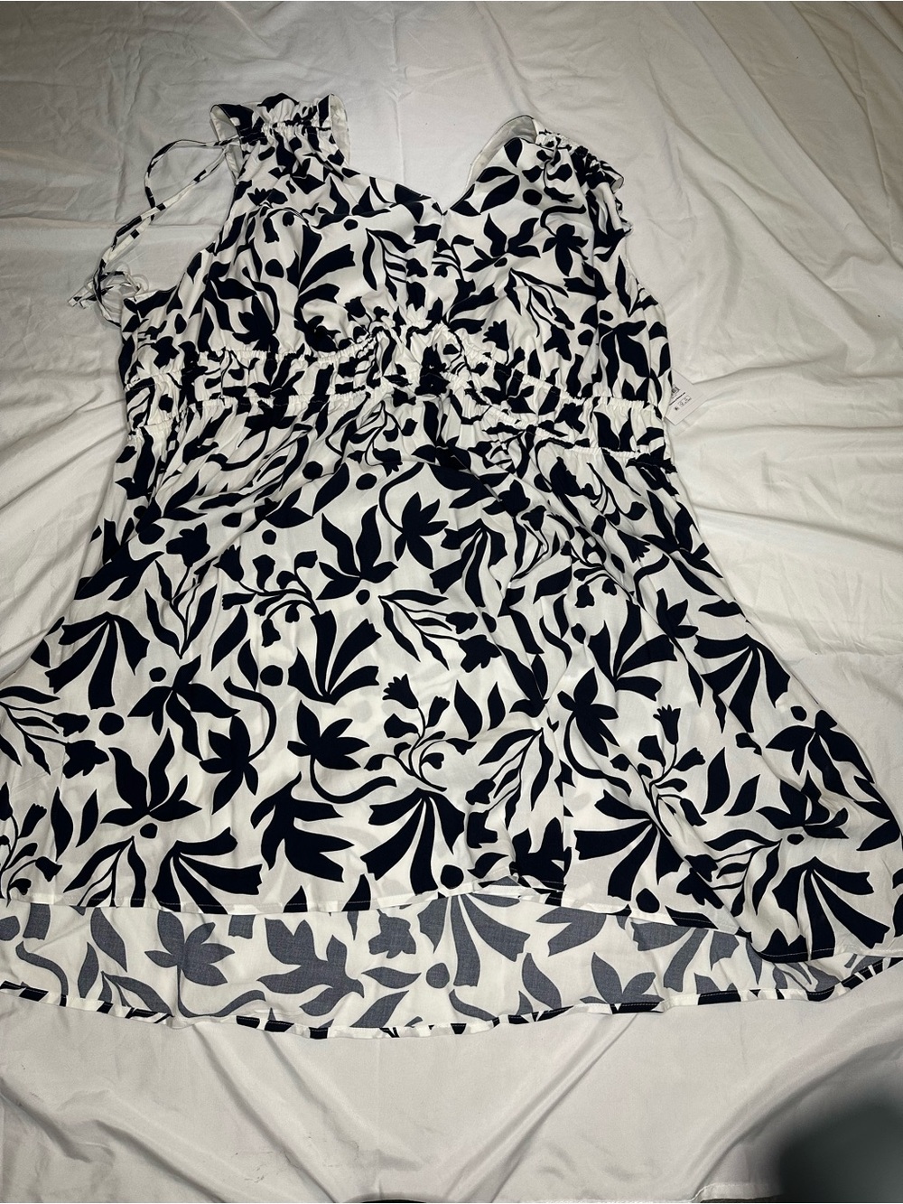 Time‎ and Tru Black and White Floral High-Low Dress
